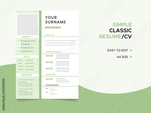 Resume template. Cv professional or designer jobs resumes. Work in best corporate. Professional job hiring list, business work hr interview document vector illustration