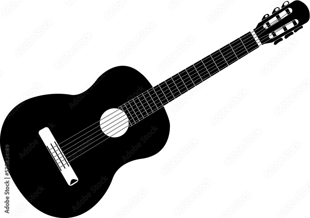 Vector image (silhouette, icon) of a musical instrument - guitar (classical)