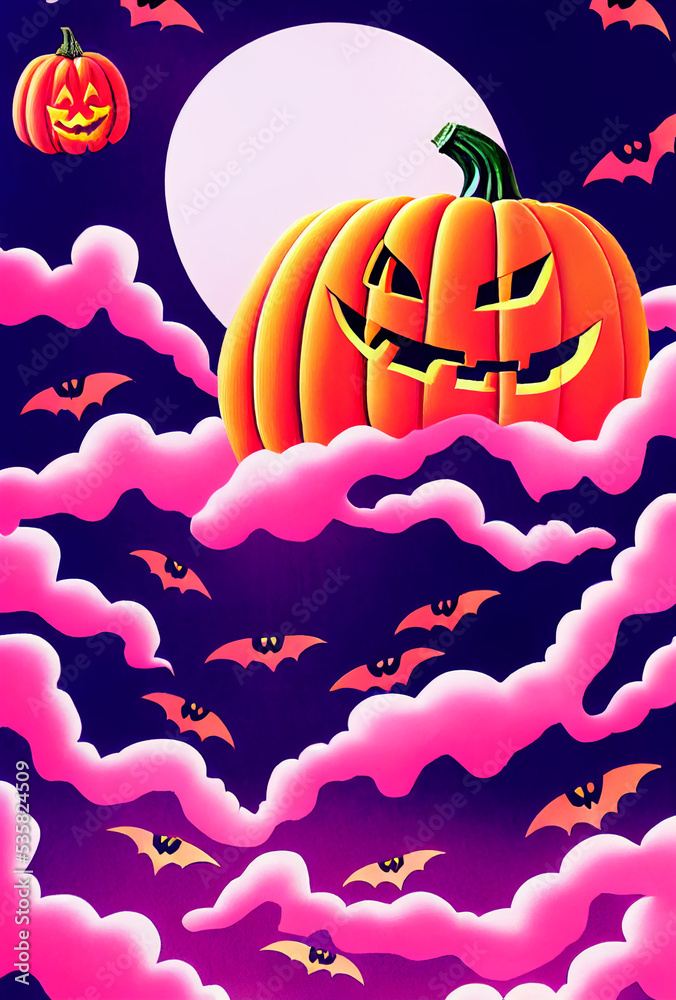 Abstract Asian style halloween poster Abstract AI gen