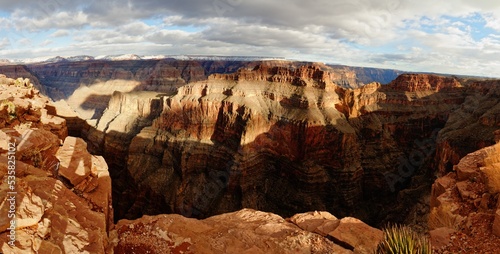 Grand Canyon in Arizona, USA, seen from the Skywalk, on cloudy winter day