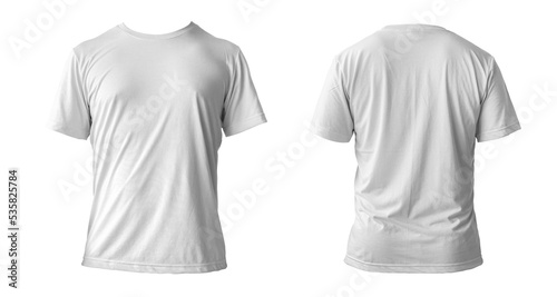 Blank white clean t-shirt mockup, isolated, front view. Empty tshirt model mock up. Clear fabric cloth for football or style outfit template.