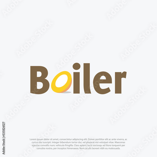 Lettering boiled egg, sliced half egg as letter O in Boiler word logo vector