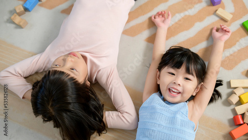 Asian kids enjoy playing in home , family lifestyle concept