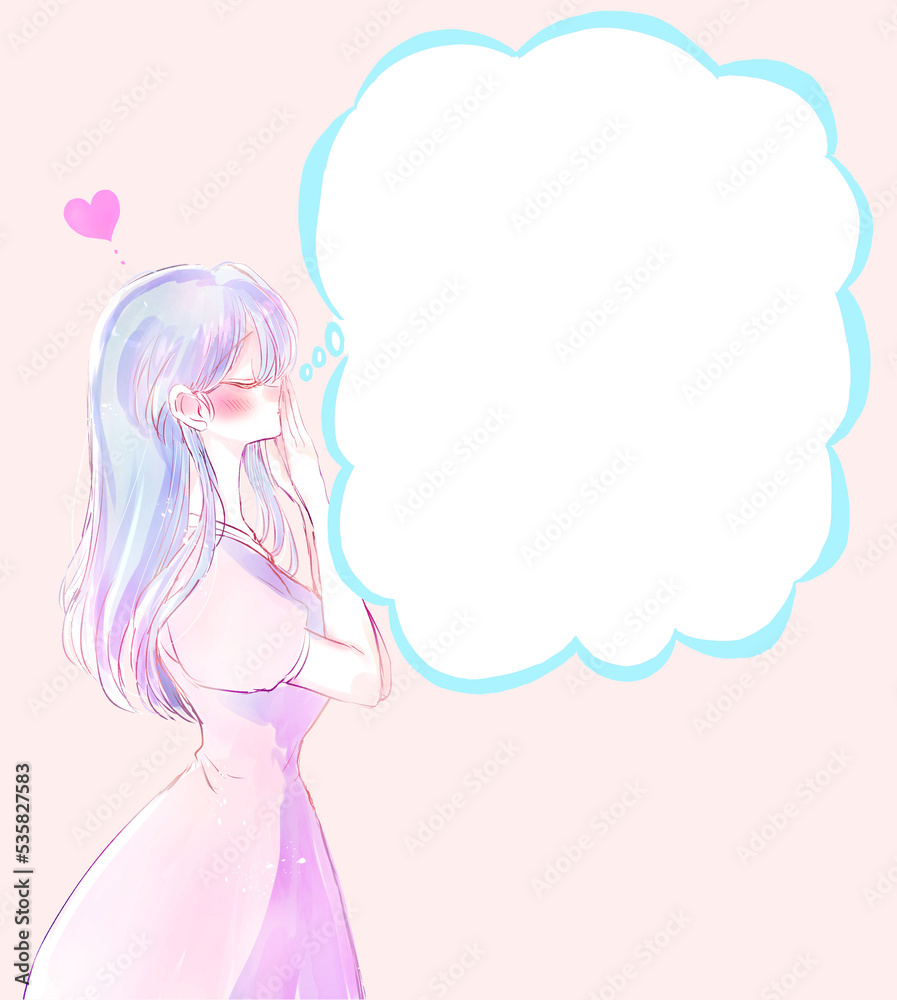 好きなことを考える女性　吹き出し