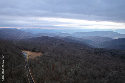 A long road on a mountaintop in Virginia