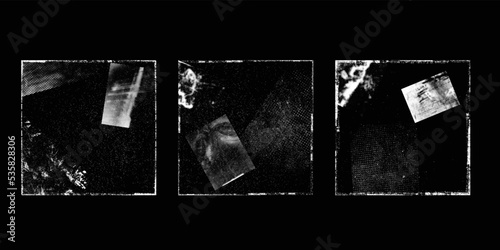 Social media covers with tiny roughen border frames and screen print textures . . grunge style . Post frame stories templates. Layout for promotion .Media banner .Vector 