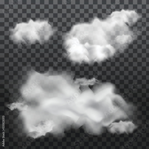 Realistic vector smoke set with transparent background