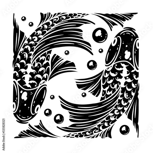 Wallpaper Mural 2 fish inscribed in a square. Pisces zodiac sign. Torontodigital.ca