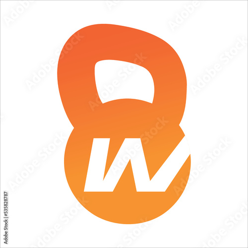 Letter W Logo With  kettlebell Fitness Gym Logo 