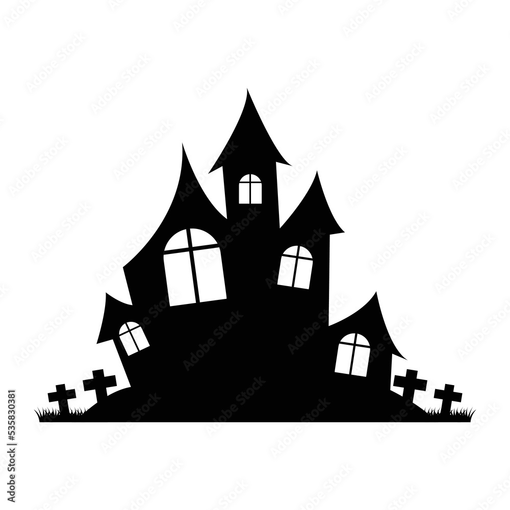 halloween theme horror house silhouette design, great for halloween theme, vector illustration design