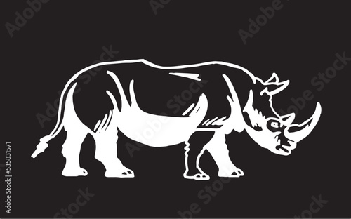 Vector illustration of rhino isolated on black background african animal  