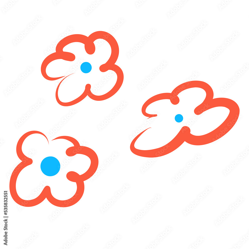three red flowers on a white background three red flowers on a white background