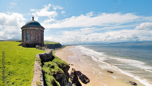 The Mussenden Temple, part of the Downhill Castle Demesne, above Magilligan Strand at Benone, County Derry, Northern Ireland. photo