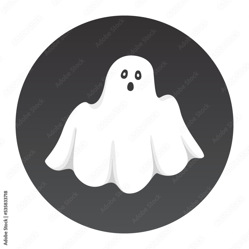 Spooky ghost icon. Halloween avatar. Vector illustration.