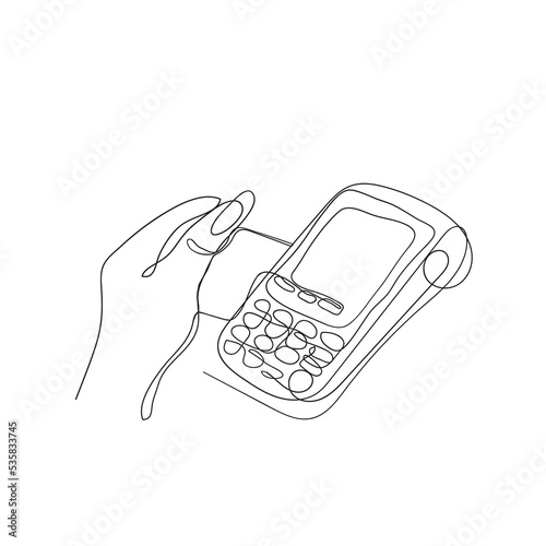 continuous line drawing payment card machine illustration vector