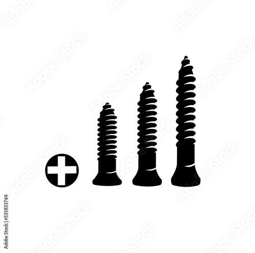 screws in different size stock vector