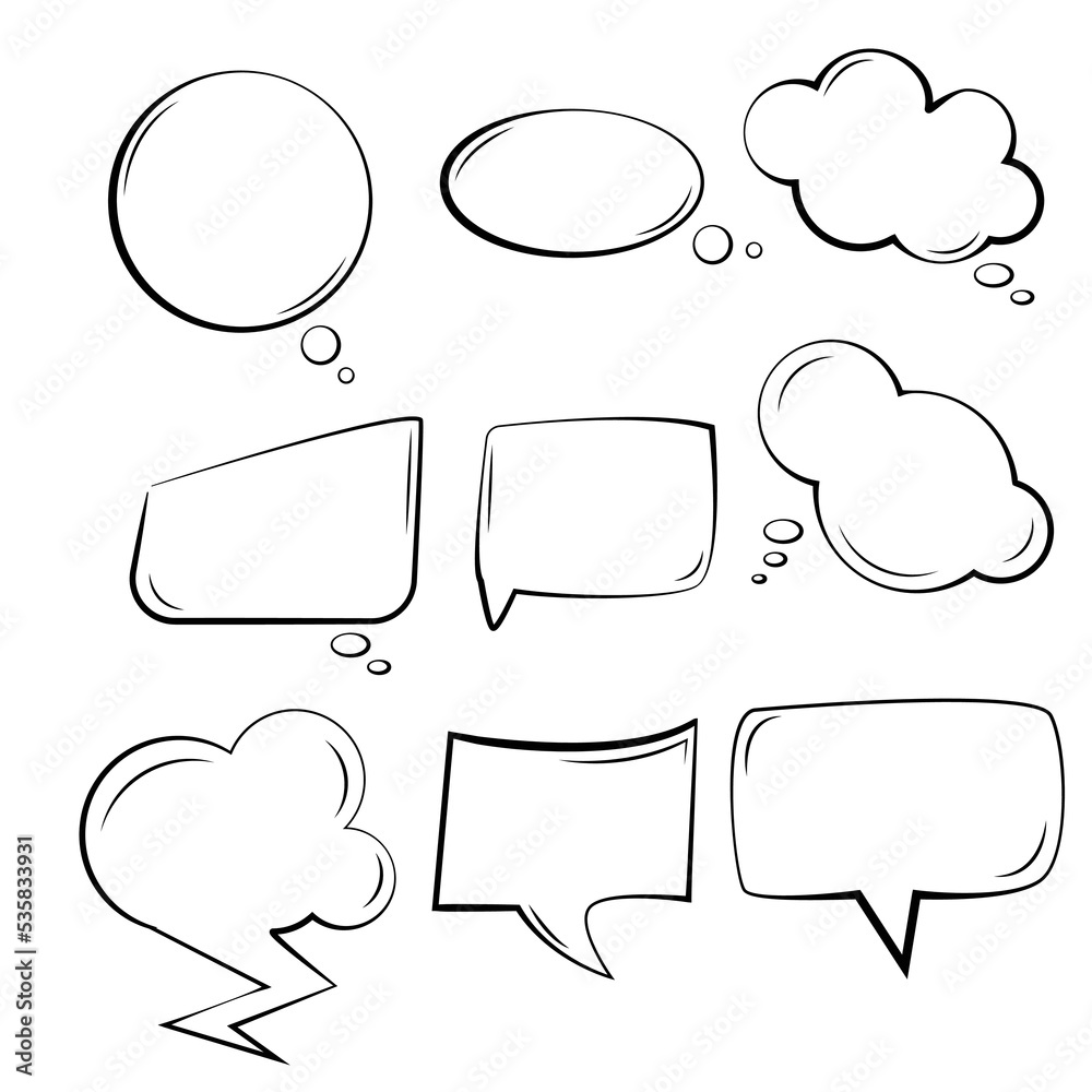 Fototapeta premium hand-drawn thought figures, Doodle blank dialogue. Vector