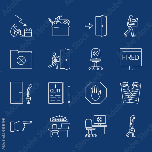 Leaving work icon set in line style