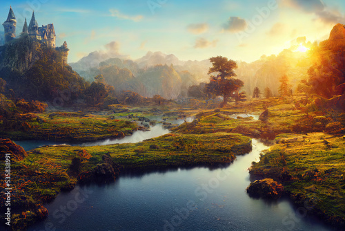 Beautiful nature with rivers , trees 