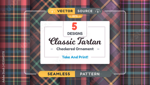 Tartan seamless pattern, merry christmas texture, checkered scottish fabric