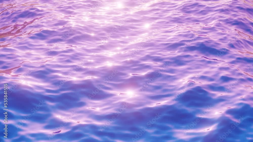 ocean loop animation in purple pink vivid color. Sunrise vaporwave neon waves in synthwave retro 80s style