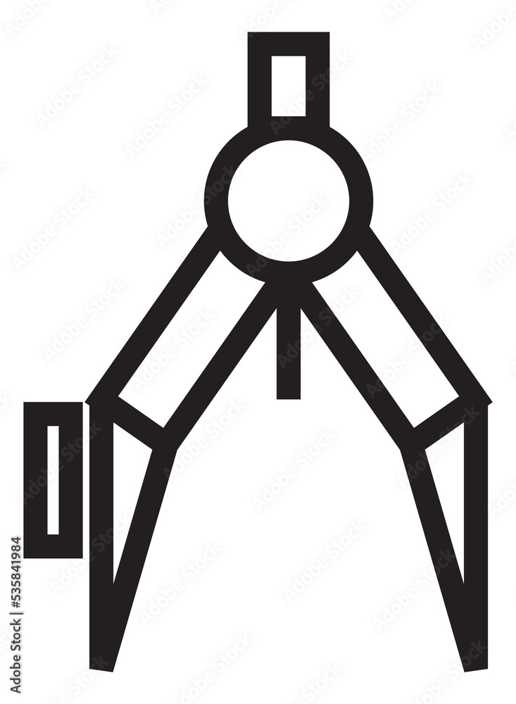 Drawing compass icon. Technical divider in linear style