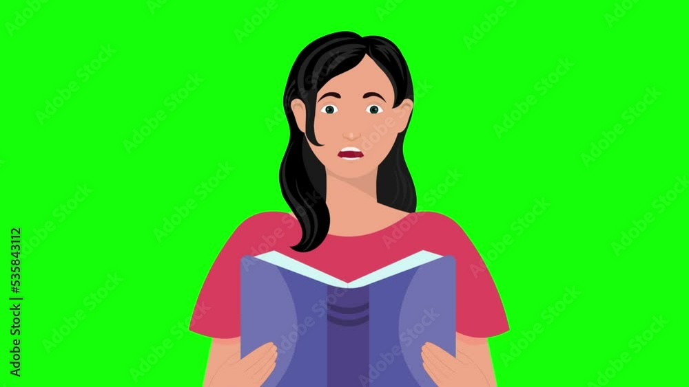 cartoon girls reading book green screen animation cartoon girls reading book green screen animation