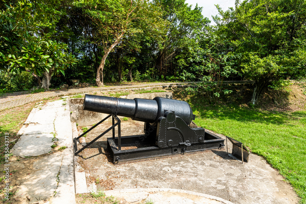 Close-up of Ershawan Battery in Keelung, Taiwan. better known as the Tenable Gate of the Sea, It was built during Taiwan's Qing era. Close-up of Ershawan Battery in Keelung, Taiwan. better known as the Tenable Gate of the Sea, It was built during Taiwan's Qing era.