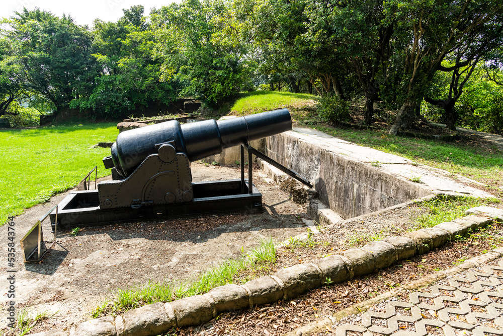Panoramic view of Ershawan Battery in Keelung, Taiwan. better known as the Tenable Gate of the Sea, It was built during Taiwan's Qing era.