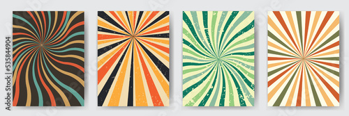 Set of retro banners 60s, 70s, 80s. Sunburst vintage stripes. Cover. A painting for the wall. Vector illustration