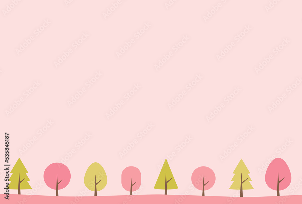 背景イラスト_春の並木道 背景イラスト_春の並木道