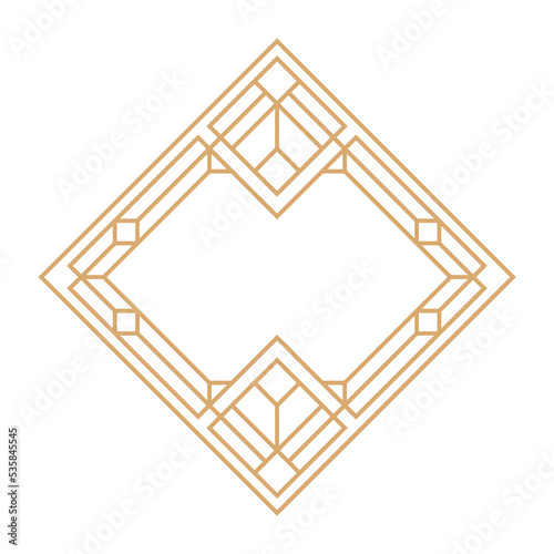 Art deco frame. Elegant golden pattern in retro style