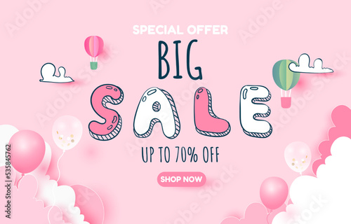 Big sale promotion pink background.
