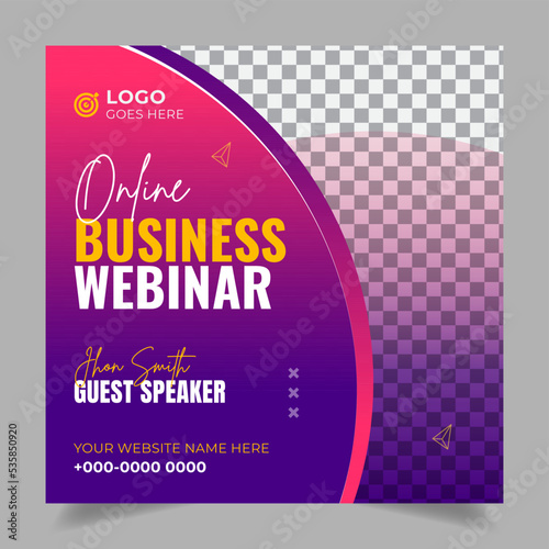 Business Conference webinar and corporate Instagram banner or social media post template 