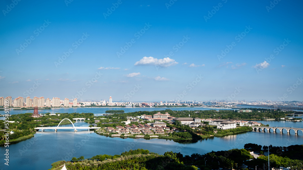Bird view over city of China