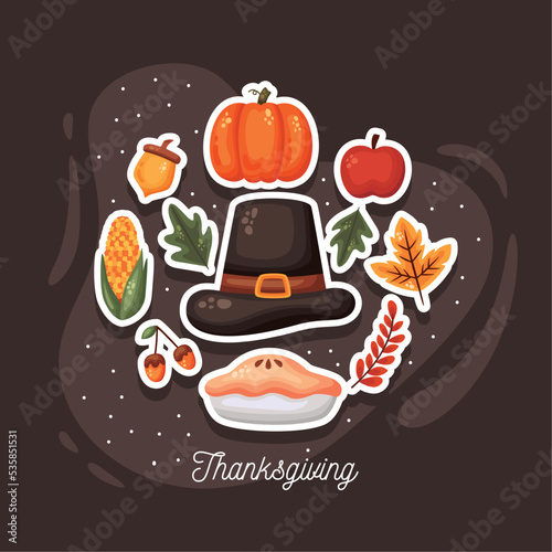 thanksgiving lettering with icons