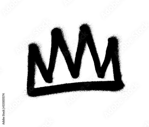 Sprayed crown with overspray in black over white. Vector illustration.