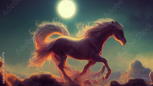 Mystical ethereal horse in the sky