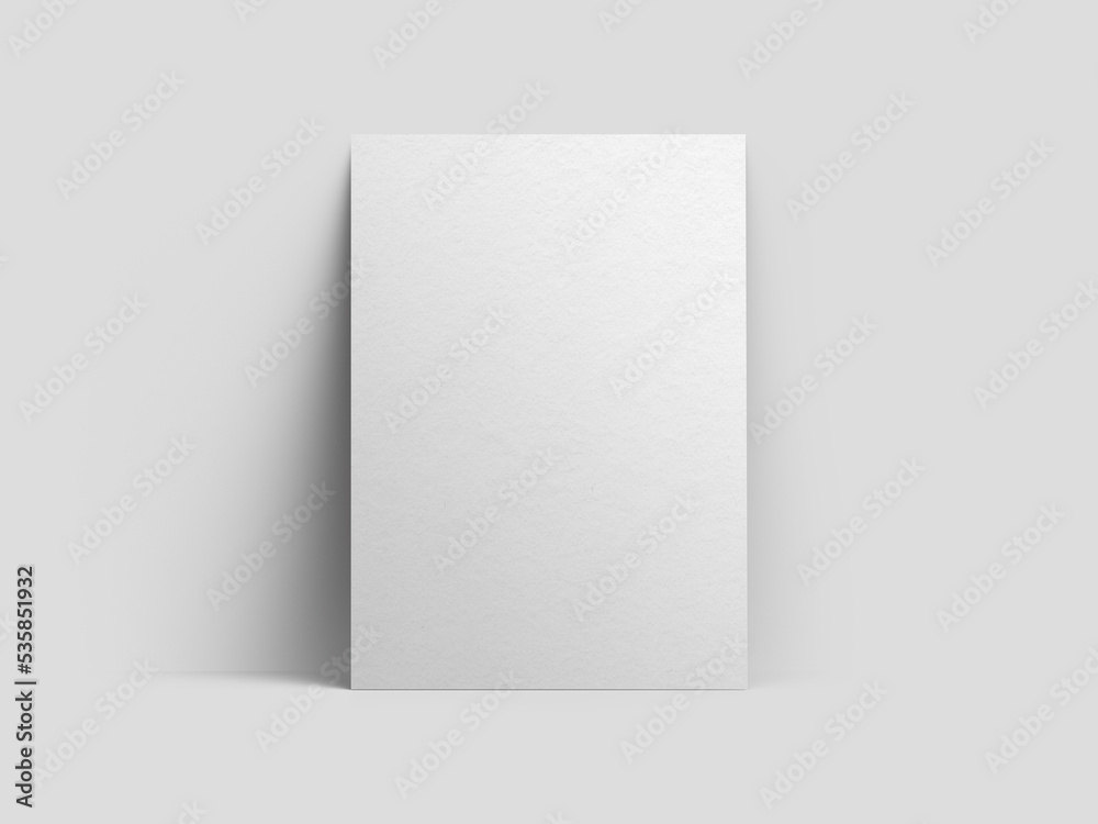 Blank paper card mockup template isolated on light grey background. 5x7