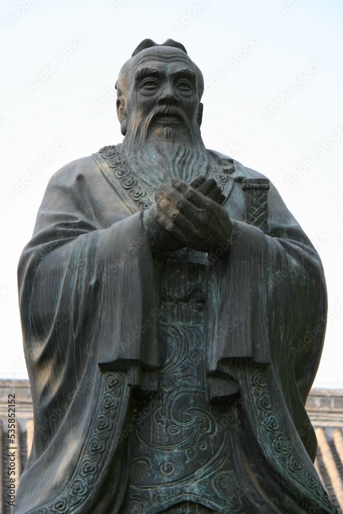statue at the imperial college (guozijian) in beijing (china)