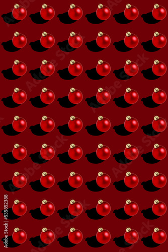 seamless red Christmas balls pattern on red background 
