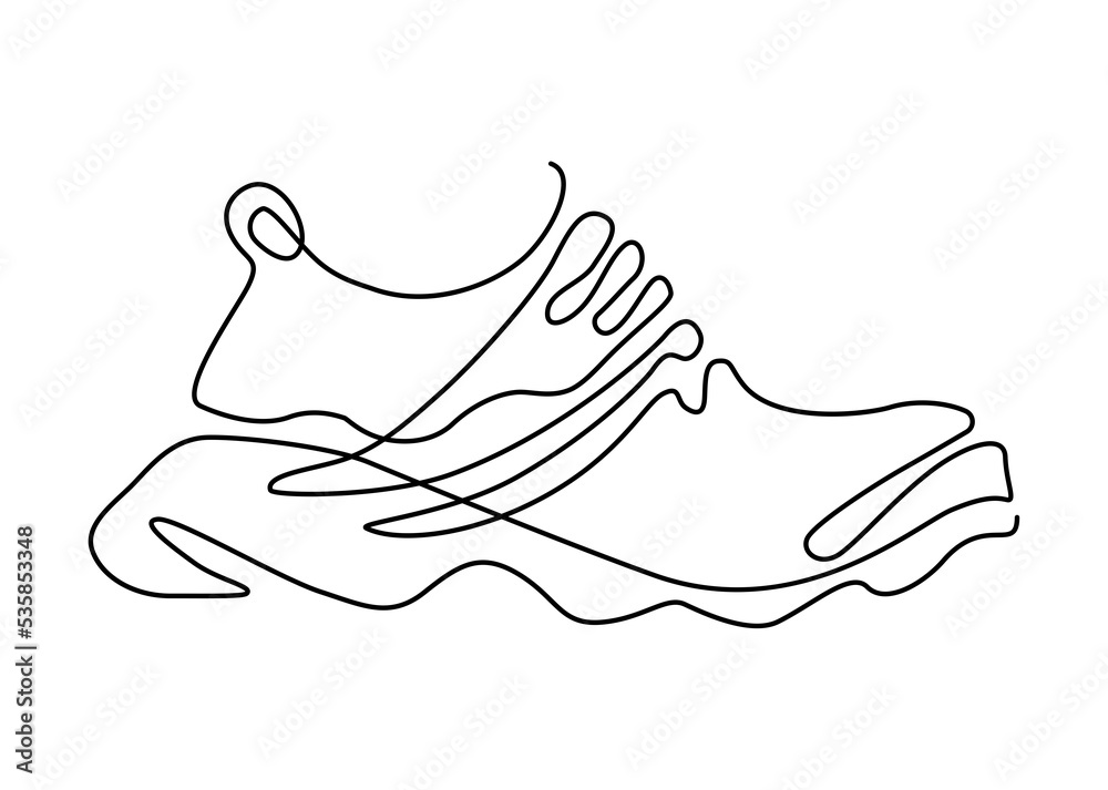 Sport shoes. Sneakers. Continuous line drawing  illustration.