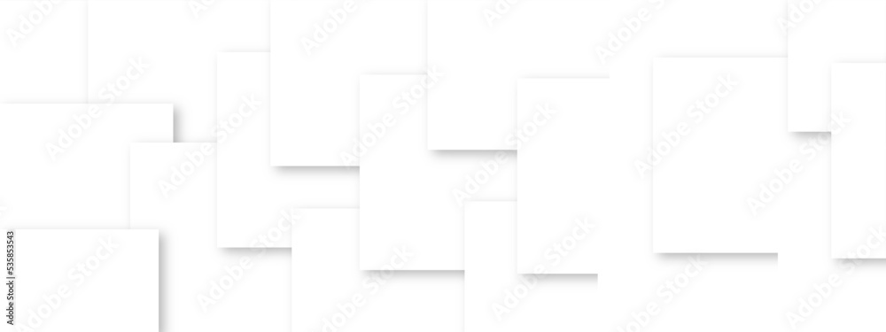 Abstract white geometric overlapping square pattern, design of technology background with shadow. Vector illustration. You can use for add, poster, design artwork, template, banner, wallpaper Abstract white geometric overlapping square pattern, design of technology background with shadow. Vector illustration. You can use for add, poster, design artwork, template, banner, wallpaper