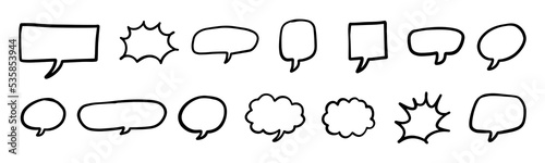 Set of outline stroke bubble speech shape. Collection of balloon text isolated in white background.