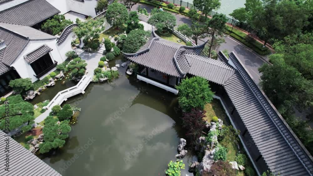 aerial view of modern china traditional villas