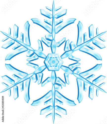 Big complex Christmas snowflake in light blue colors