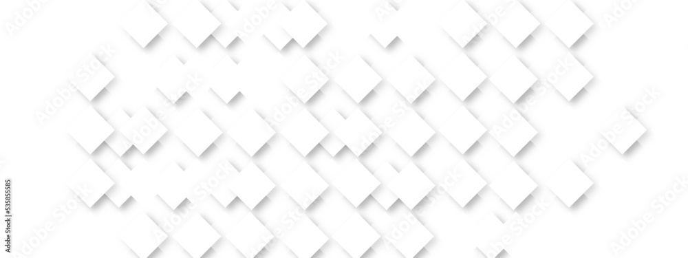 Abstract white geometric overlapping square pattern, design of technology background with shadow. Vector illustration. You can use for add, poster, design artwork, template, banner, wallpaper Abstract white geometric overlapping square pattern, design of technology background with shadow. Vector illustration. You can use for add, poster, design artwork, template, banner, wallpaper