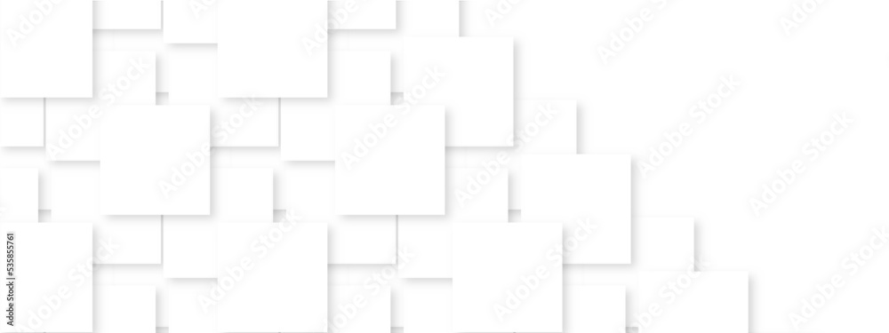 Abstract white geometric overlapping square pattern, design of technology background with shadow. Vector illustration. You can use for add, poster, design artwork, template, banner, wallpaper Abstract white geometric overlapping square pattern, design of technology background with shadow. Vector illustration. You can use for add, poster, design artwork, template, banner, wallpaper