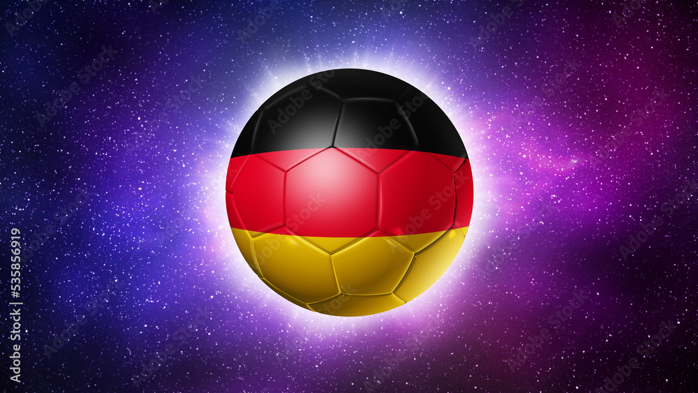Fototapeta premium Soccer football ball with Germany flag. Space background. Illustration