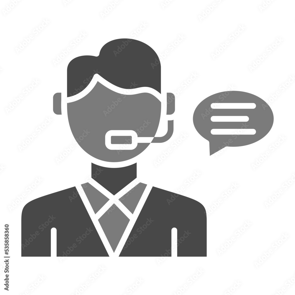 Customer Service Greyscale Glyph Icon Customer Service Greyscale Glyph Icon